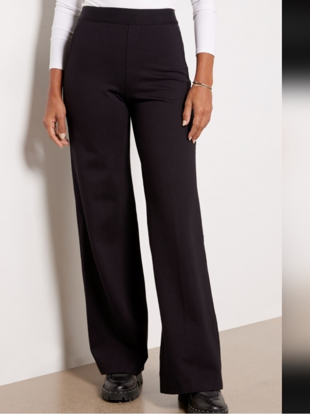 SPANX Super Smooth Perfect Fit Ponte Wide Leg Pant Black